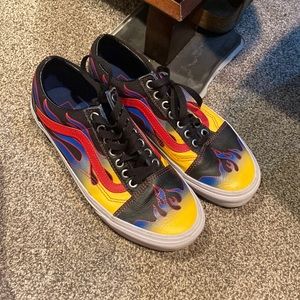Unisex flame multicolored vans size 7 mens size 8.5 woman’s.